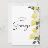 Lemons White Floral Main Squeeze Vrijgezellenfeest Kaart (Achterkant)