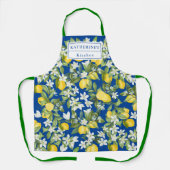 Lemons White Florals & Monogram op Deep Blue Schort (Voorkant)