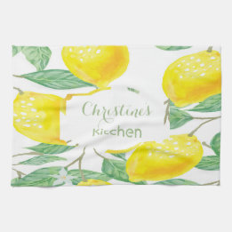 Lemons white green name script theedoek