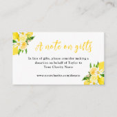 Lemons with Foliage Birthday A Note On Gifts Informatiekaartje (Voorkant)