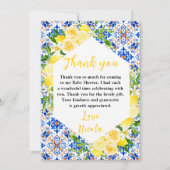 Lemons with Foliage Mediterranean Baby Shower Bedankkaart (Voorkant)