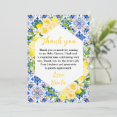 Lemons with Foliage Mediterranean Baby Shower Bedankkaart (Staand voorkant)