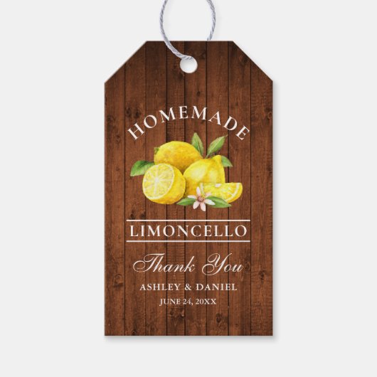 Lemons Wood Limoncello Bruiloft Bedankt Cadeaulabel (Voorkant)