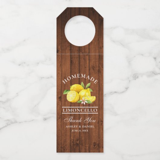 Lemons Wood Limoncello Hartelijk dank Flessenhanger (Voorkant)