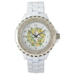 Lemons Wreath Green Yellow Horloge