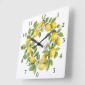 Lemons Wreath Green Yellow Vierkante Klok (Hoek)