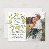 Lemons Wreath Photo Wedding Save the Date Kaart (Voorkant)