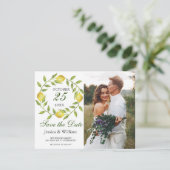 Lemons Wreath Photo Wedding Save the Date Kaart (Staand voorkant)