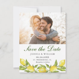 Lemons Wreath Photo Wedding Save the Date Kaart
