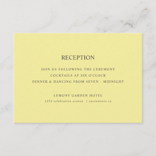 Lemons | Yellow Chic WEDDING RECEPT Informatiekaartje (Voorkant)