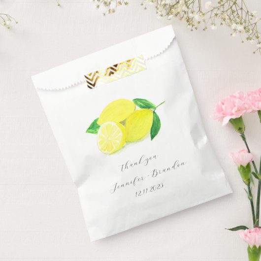 Lemons Yellow Fruit Citrus Waterverf Weddenschap Bedankzakje (Gezegeld)