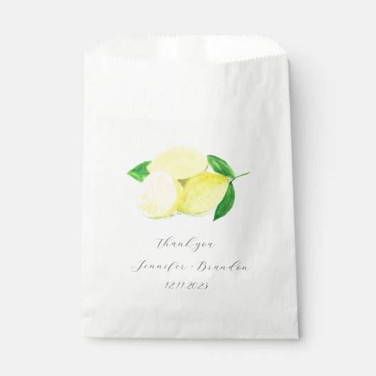 Lemons Yellow Fruit Citrus Waterverf Weddenschap Bedankzakje (Voorkant)
