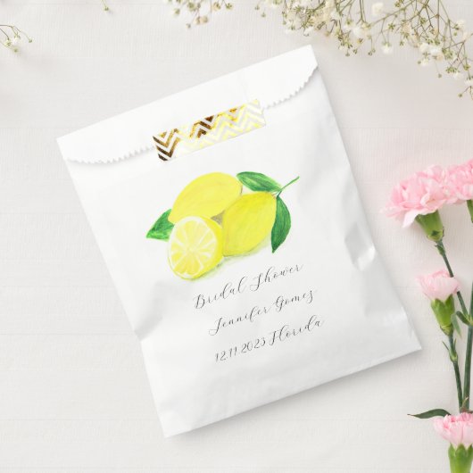 Lemons Yellow Fruit Citrus Waterverf Weddenschap Bedankzakje (Gezegeld)