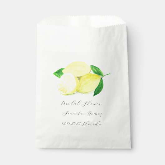 Lemons Yellow Fruit Citrus Waterverf Weddenschap Bedankzakje (Voorkant)