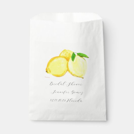 Lemons Yellow Fruit Citrus Waterverf Weddenschap Bedankzakje (Voorkant)