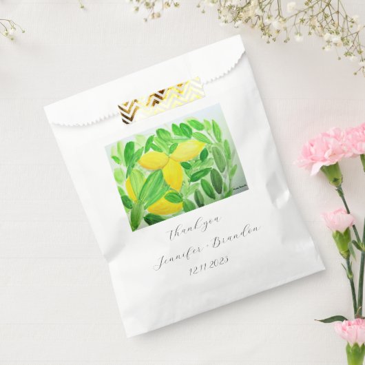 Lemons Yellow Fruit Citrus Waterverf Weddenschap Bedankzakje (Gezegeld)