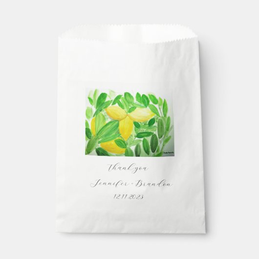 Lemons Yellow Fruit Citrus Waterverf Weddenschap Bedankzakje (Voorkant)