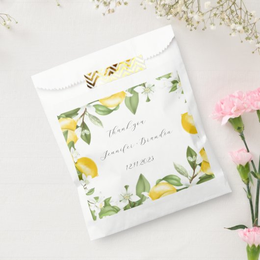 Lemons Yellow Fruit Citrus Waterverf Weddenschap Bedankzakje (Gezegeld)