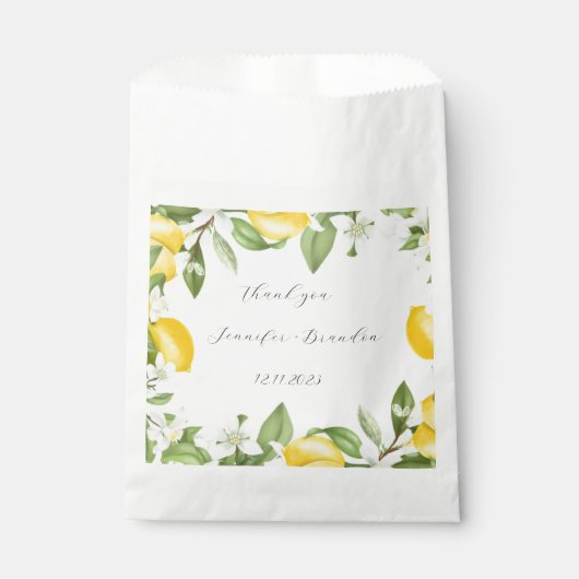 Lemons Yellow Fruit Citrus Waterverf Weddenschap Bedankzakje (Voorkant)