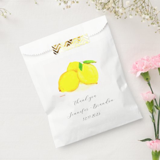 Lemons Yellow Fruit Citrus Waterverf Weddenschap Bedankzakje (Gezegeld)