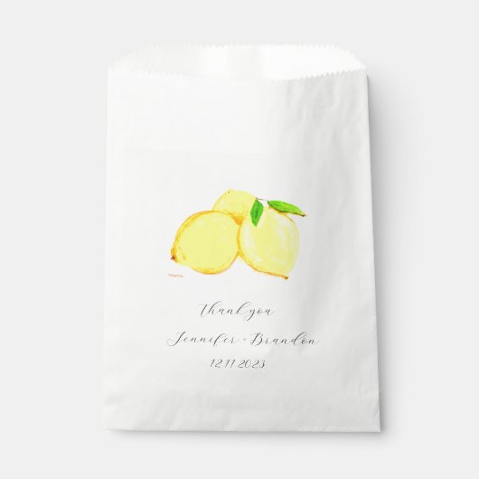 Lemons Yellow Fruit Citrus Waterverf Weddenschap Bedankzakje (Voorkant)