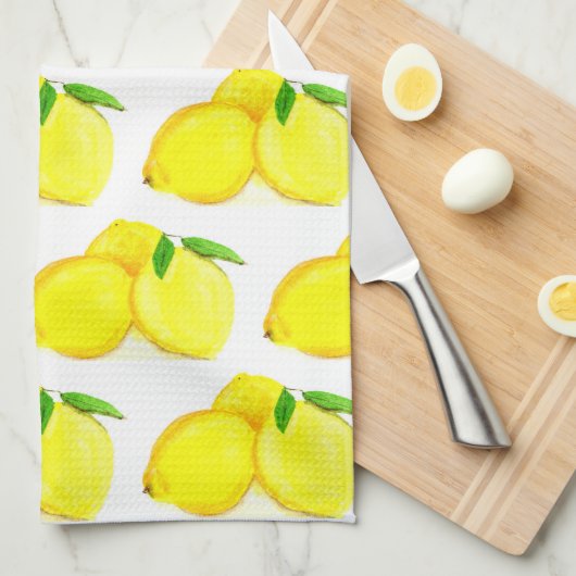 Lemons Yellow Fruit Pattern Waterverf Summer Theedoek (Quarter Fold)