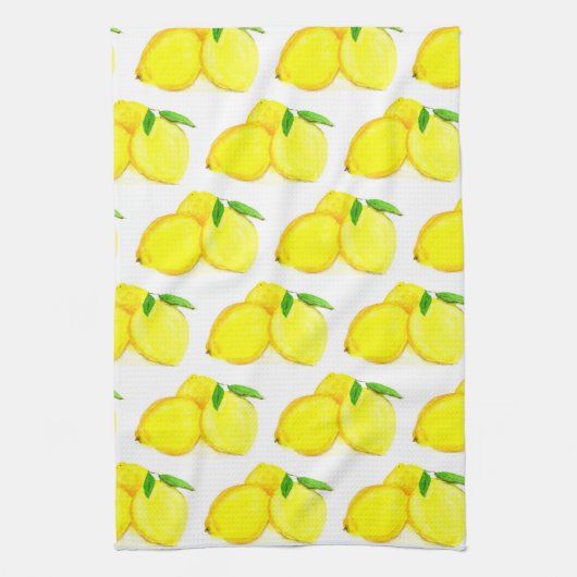 Lemons Yellow Fruit Pattern Waterverf Summer Theedoek (Verticaal)