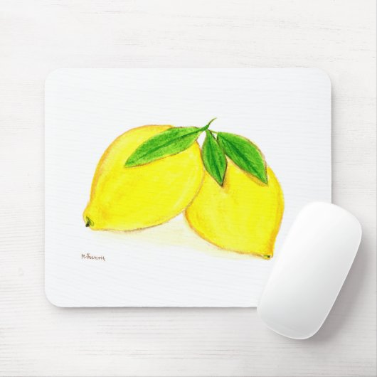 Lemons Yellow Fruits citrus waterverf tropisch Muismat (Met muis)