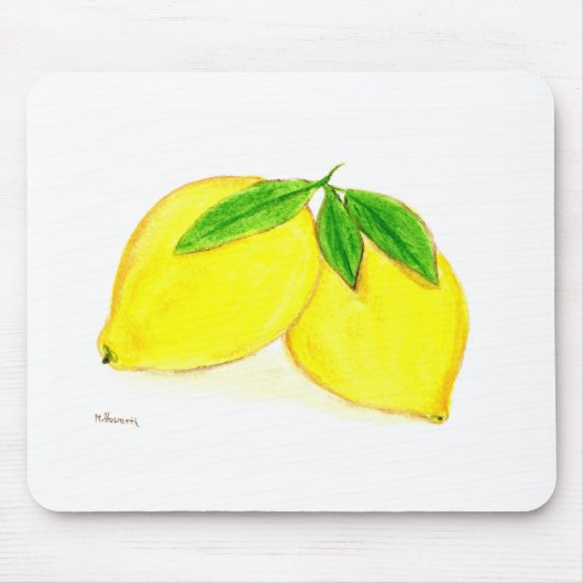 Lemons Yellow Fruits citrus waterverf tropisch Muismat (Voorkant)