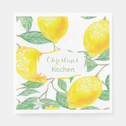 Lemons yellow monogram name script servet (Voorkant)