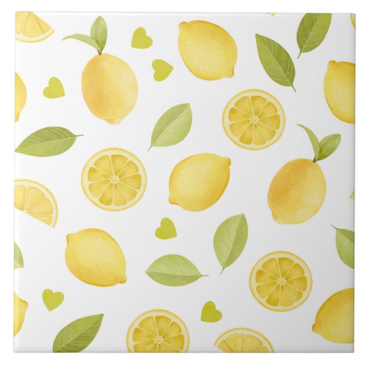 Lemons Yellow Slices Watercolor Design Tegeltje (Voorkant)