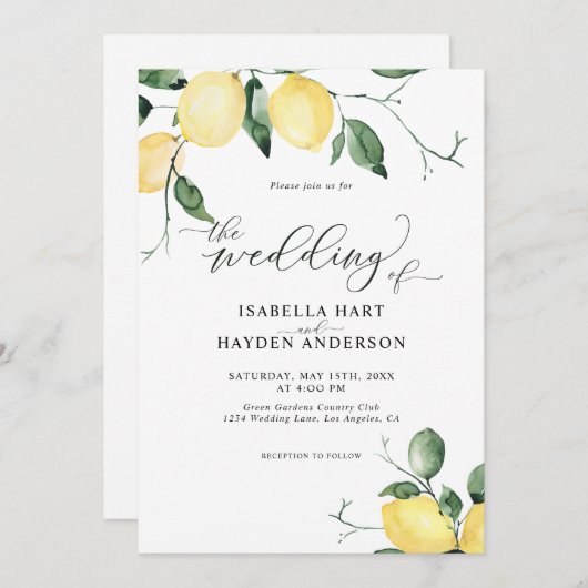 Lemons Yellow Summer Fruit Garden Weddenschap Kaart (Voorkant / Achterkant)