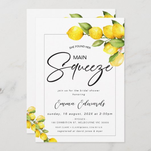 Lemons ze vond haar Vrijgezellenfeest op het eerst Kaart (Voorkant / Achterkant)