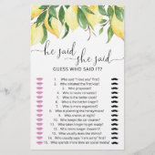 Lemons zei dat ze zei dat Vrijgezellenfeest Game (Voorkant)