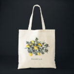 Lemons | Zwarte olijven Bouquet Bridesmaid Tote Bag<br><div class="desc">Italiaans-mediterrane citroenen en zwarte olijven,  bouquet Bridal bridesmaid of ander lid van de trouwpartij,  monogram/naamontwerp met tinten blauwgroen,  zwart en citroengeel. Composietontwerp per feestdag — Design.</div>