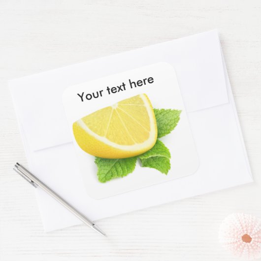Lemonsegment met snijblad vierkante sticker (Envelop)