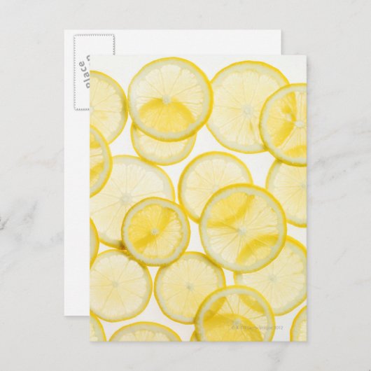 Lemonsegmenten gerangschikt in patroon met achterg briefkaart (Voorkant / Achterkant)