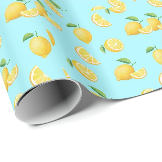 LemonsLightBlue Cadeaupapier (Rol Hoek)