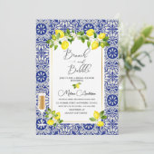 Lemontak en blauw mozaïekbijkantoor en waterverf kaart (Staand voorkant)