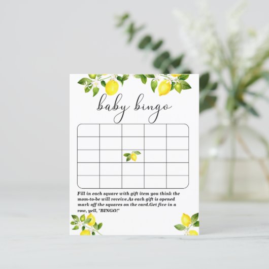 Lemontak en blauw mozaïekbingo baby shower (Staand voorkant)