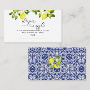 Lemontak en blauw mozaïekriem baby shower informatiekaartje