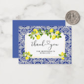 Lemontak en blauwe mozaïek bedankt notitiekaartje (Voorkant / Achterkant in situ)