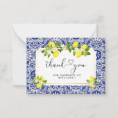 Lemontak en blauwe mozaïek bedankt notitiekaartje (Voorkant)
