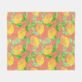 Lemonvruchtpatroon geel en perzikroze fleece deken (Voorkant (Horizontaal))