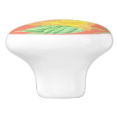 Lemonvruchtpatroon geel en perzikroze keramische knop (Zijkant)