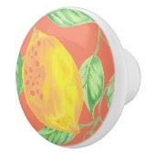Lemonvruchtpatroon geel en perzikroze keramische knop (Rechts)