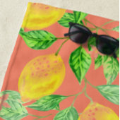 Lemonvruchtpatroon geel en perzikroze strandlaken