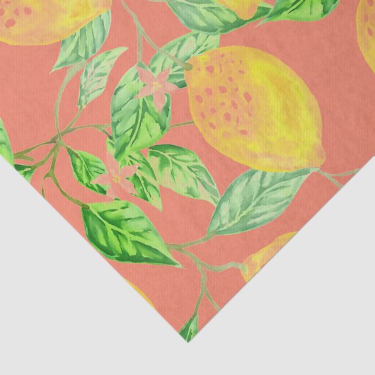 Lemonvruchtpatroon geel en perzikroze tissuepapier (Detail)