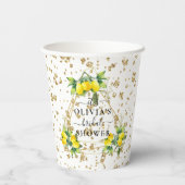 Lemony Elegante Gouden Geometrische Bruiloftsshowe Papieren Bekers (Achterkant)