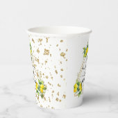 Lemony Elegante Gouden Geometrische Bruiloftsshowe Papieren Bekers (Rechts)